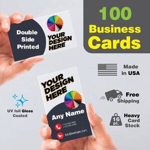 Custom Business Cards / 100 count/ heavy cardstock / Full UV coating both side